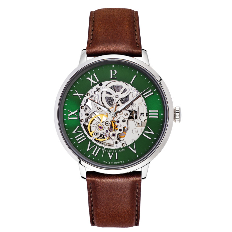 PIERRE LANNIER - Montre Homme Cuir marron - Ref 323D174
