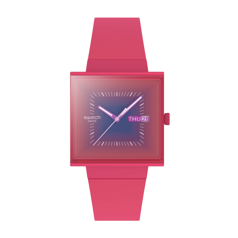 SWATCH - Montre Femme Squarely Berry - Ref SO34R700