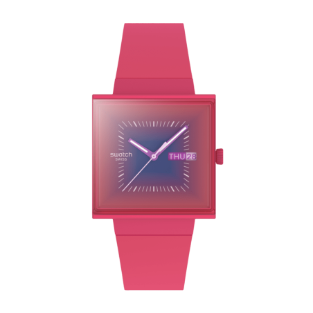 SWATCH - Montre Femme Squarely Berry - Ref SO34R700