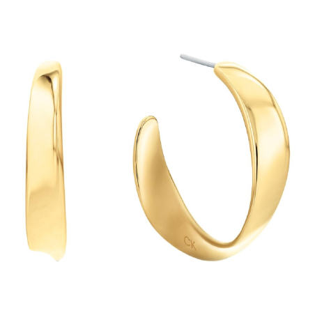 Calvin Klein - Boucles d'oreilles crochet acier doré - Ref 35000534
