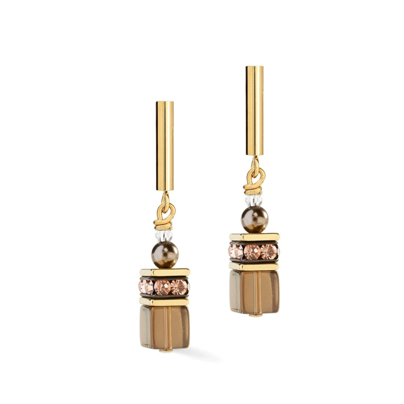 Coeur de Lion - Boucles d'oreilles Geocube Mocha Mousse - Ref 5086/21-1100