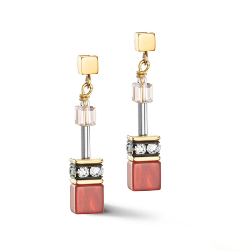 Coeur de Lion - Boucles d'oreilles Geocube rose - Ref 4905/21-0310