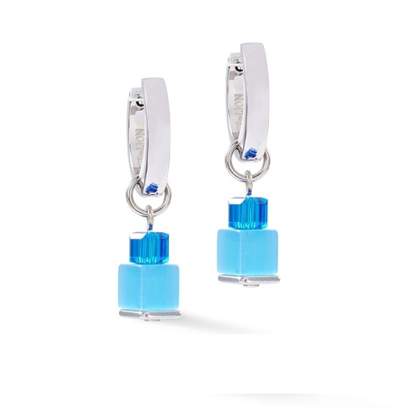 Coeur de Lion - Boucles d'oreilles Geocube bleu - Ref 4712/21-0706