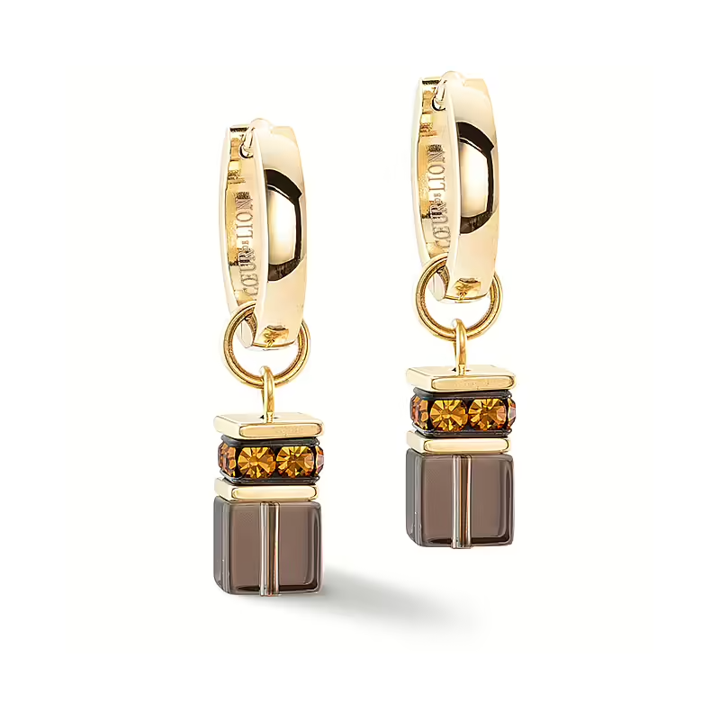 Coeur de Lion - Boucles d'oreilles Geocube marron - Ref 4524/21-1116