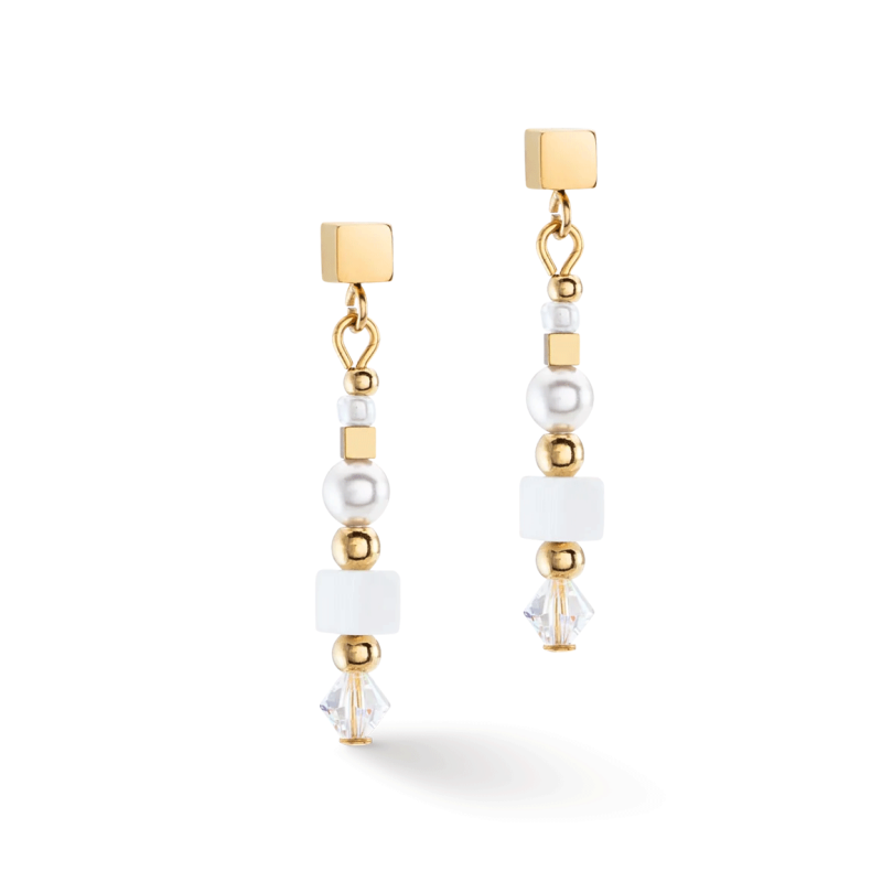 Coeur de Lion - Boucles d'oreilles Geocube blanc - Ref 4355/21-1416