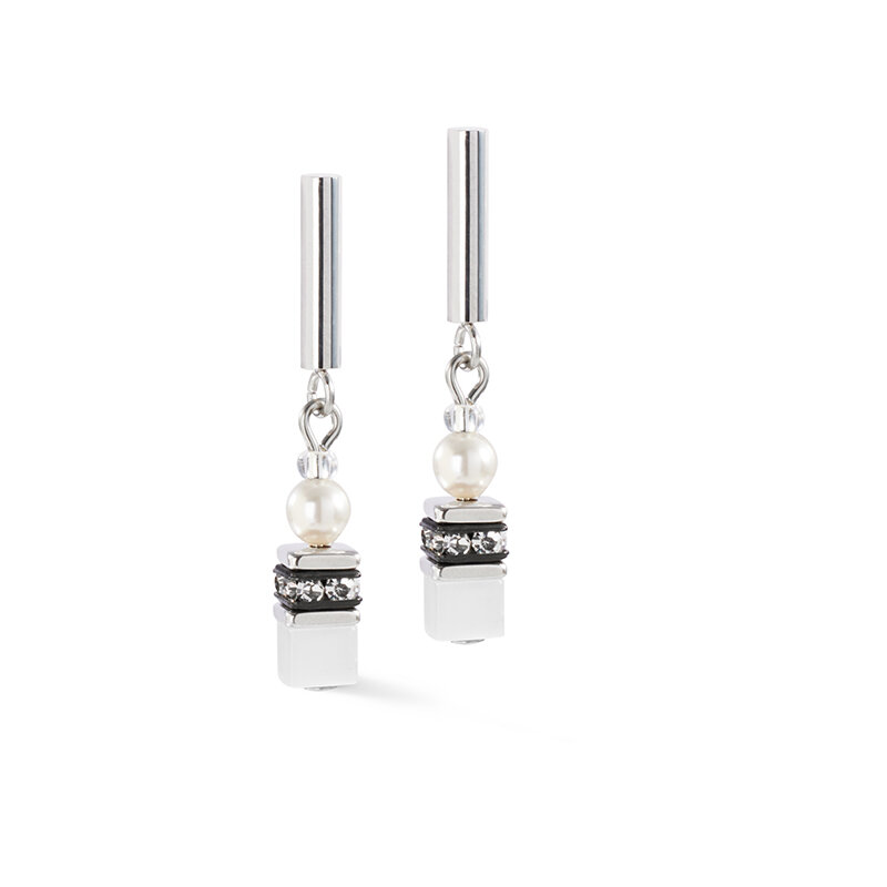 Coeur de Lion - Boucles d'oreilles Geocube blanc - Ref 4087/21-1417