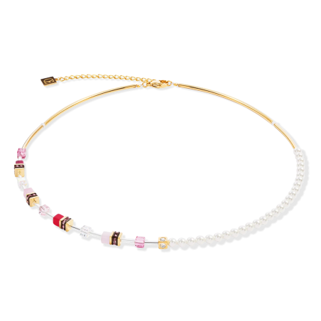 Coeur de Lion - Collier Geocube blanc acier doré - Ref 4087/10-1916