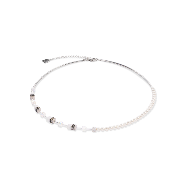 Coeur de Lion - Collier Geocube blanc acier - Ref 4087/10-1417