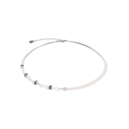 Coeur de Lion - Collier Geocube blanc acier - Ref 4087/10-1417