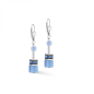 Coeur de Lion - Boucles d'oreilles Geocube bleu acier doré - Ref 4020/20-0717
