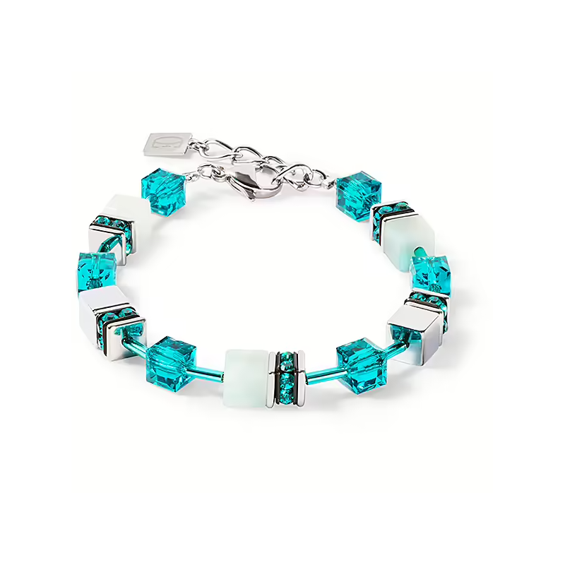 Coeur de Lion - Bracelet Geocube bland bleu turquoise - Ref 4010/30-0548