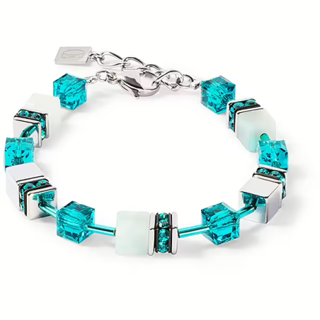 Coeur de Lion - Bracelet Geocube bland bleu turquoise - Ref 4010/30-0548