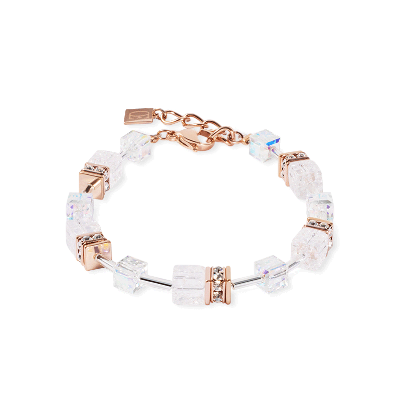 Coeur de Lion - Bracelet Geocube blanc acier rose - Ref 3018/30-1425