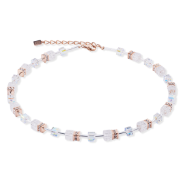 Coeur de Lion - Collier Geocube blanc acier rose - Ref 3018/10-1425