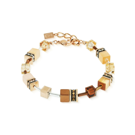 Coeur de Lion - Bracelet Geocube Mocha mousse acier doré - Ref 2838/30-1100