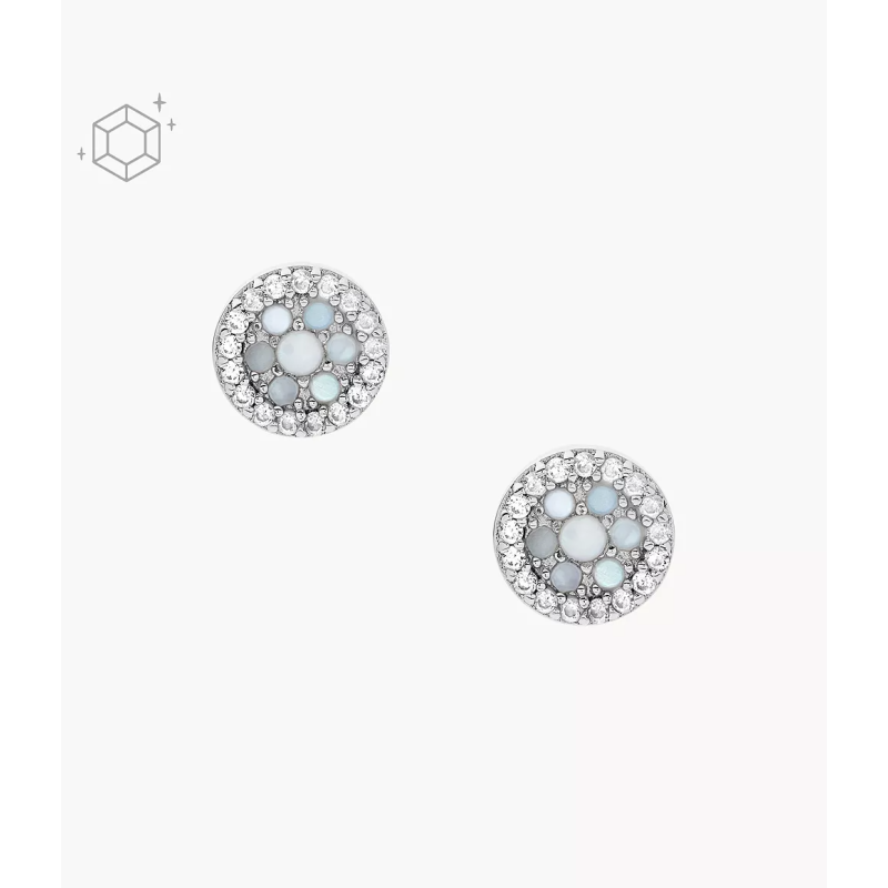 Fossil - Boucles d'oreilles Clous cristal acier blanc - Ref JFS00518040