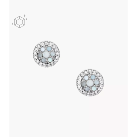 Fossil - Boucles d'oreilles Clous cristal acier blanc - Ref JFS00518040