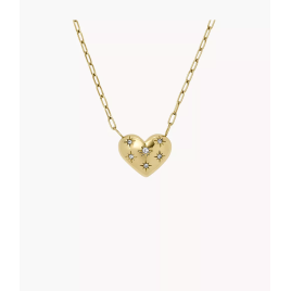 Fossil - Collier coeur acier doré - Ref JF04856710
