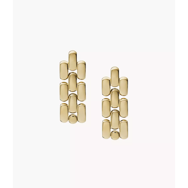 Fossil - Boucles d'oreilles liens acier doré - Ref JF04786710