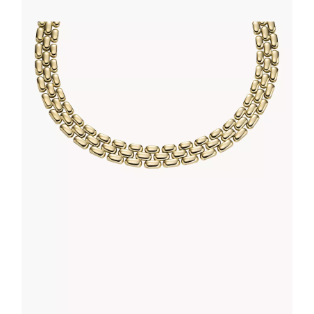 Fossil - Collier liens acier doré - Ref JF04783710