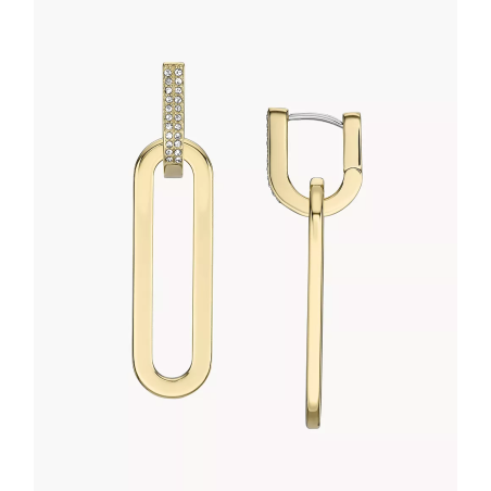 Fossil - Boucles d'oreilles liens acier doré - Ref JF04587710