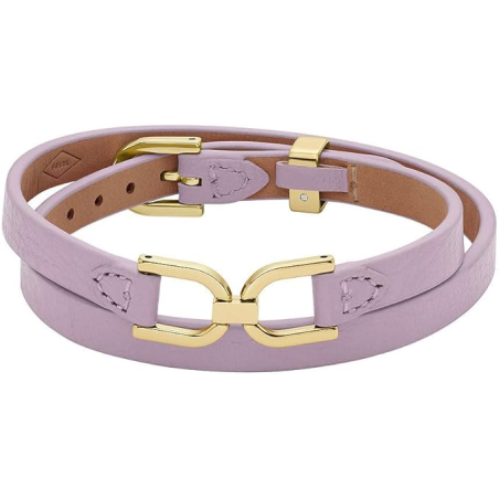 Fossil - Bracelet cuir violet motif lien acier doré - Ref JF04435710