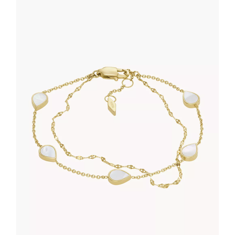 Fossil - Bracelet double chaînes et nacre - Ref JF04317710