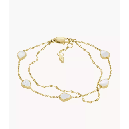 Fossil - Bracelet double chaînes et nacre - Ref JF04317710