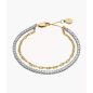 Fossil - Bracelet double rang tennis et chaîne acier doré - Ref JA7281998