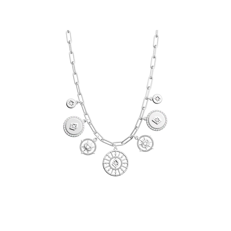 Les Georgettes - Collier motifs Astrale acier blanc - Ref 70441661608