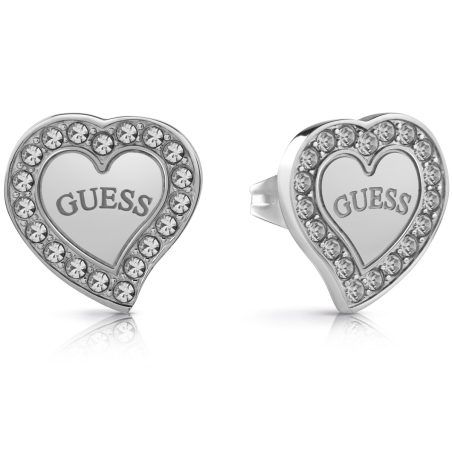 Guess - Boucles d'oreilles coeurs et cristal - Ref UBE78054