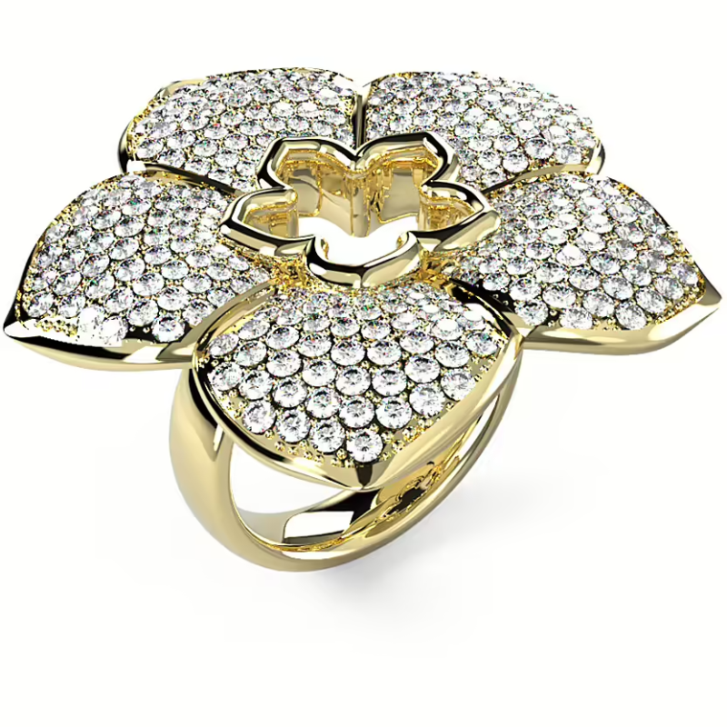 Guess - Bague Pivoine acier doré et zirconium - Ref JUBR04544JWYG54