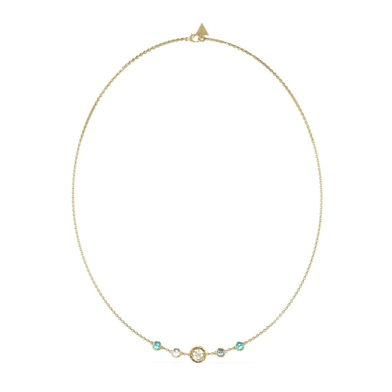 Guess - Collier acier doré zirColliernium bleu - Ref JUBN05097JWYGAQ
