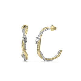 Guess - Boucles d'oreilles anneaux torsadés acier bicolore - Ref JUBE05063JWYGRH