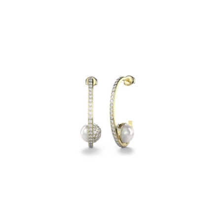 Guess - Boucles d'oreilles pendantes nacre et acier doré - Ref JUBE04452JWYG