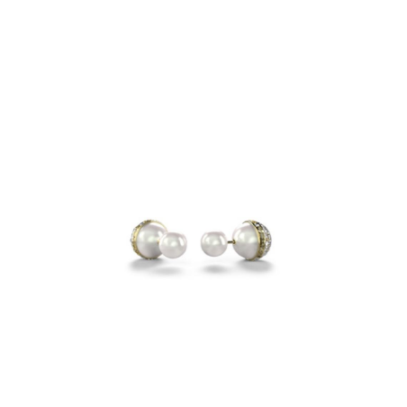 Guess - Boucles d'oreilles Clous nacre et acier doré - Ref JUBE04446JWYG