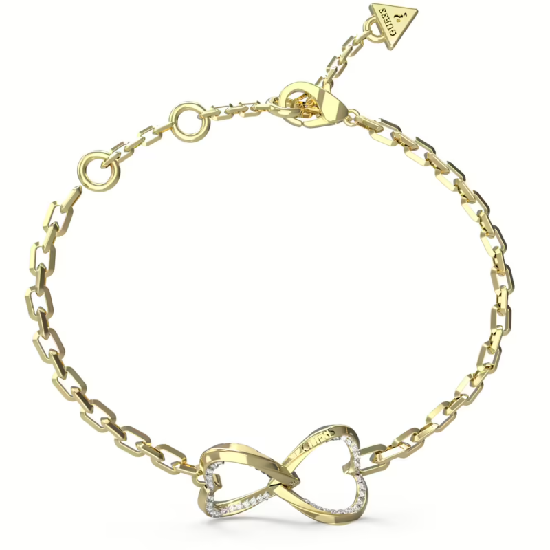 Guess - Bracelet acier doré Coeurss entrelacés ajourés - Ref JUBB04618JWYGS