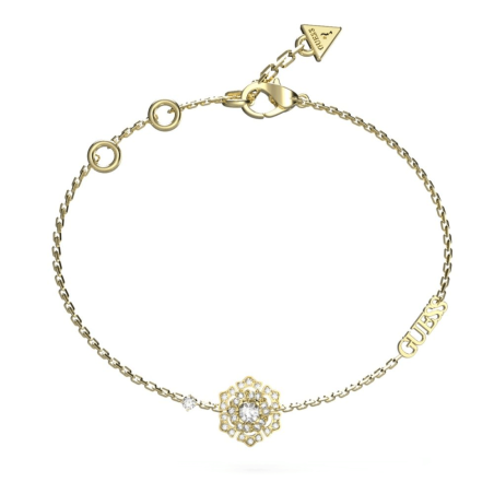 Guess - Bracelet double rang acier et chaîne  doré - Ref JUBB04557JWYGS