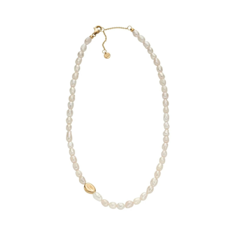 Skagen - Collier Perles acier doré - Ref SKJ1824710