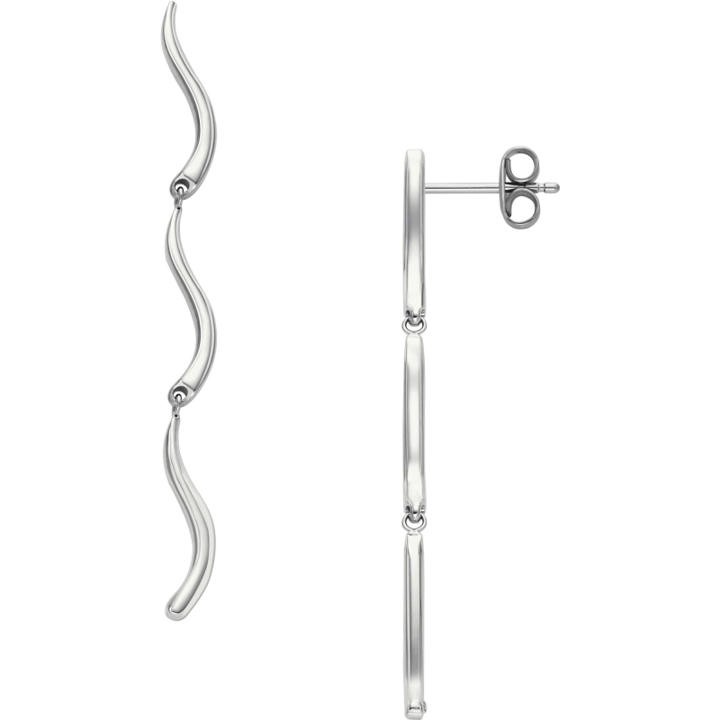 Skagen - Boucles d'oreilles Pendantes vagues acier argenté - Ref SKJ1792040