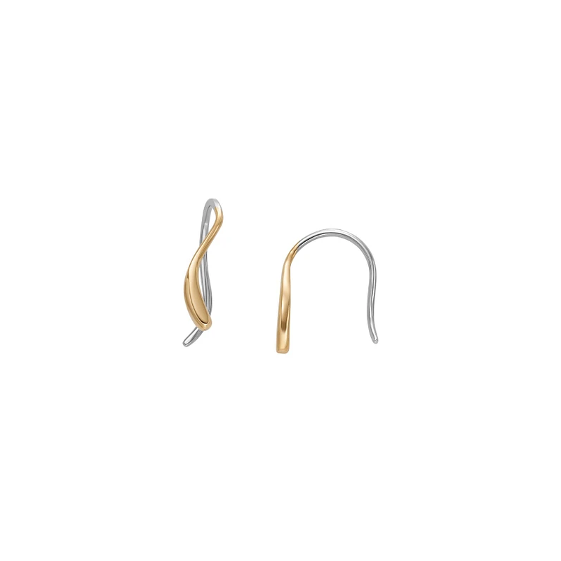 Skagen - Boucles d'oreilles clous vague acier bicolore - Ref SKJ1780710