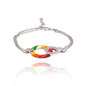 Una Storia - Bracelet chaîne et motif laqué multicolore, argent 925/1000 - Ref BR14014