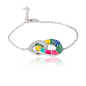 Una Storia - Bracelet Fidji chaîne et motif laqué multicolore, argent 925/1000 - Ref BR14011