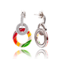 Una Storia - Boucles d'oreilles pendantes double cercle  et argent 925/1000 - Ref BO14014