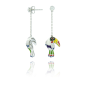 Una Storia - Boucles d'oreilles pendantes Toucans  et argent 925/1000 - Ref BO121112