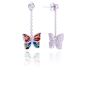 Una Storia - Boucles d'oreilles pendantes papillons,  et argent 925/1000 - Ref BO121100