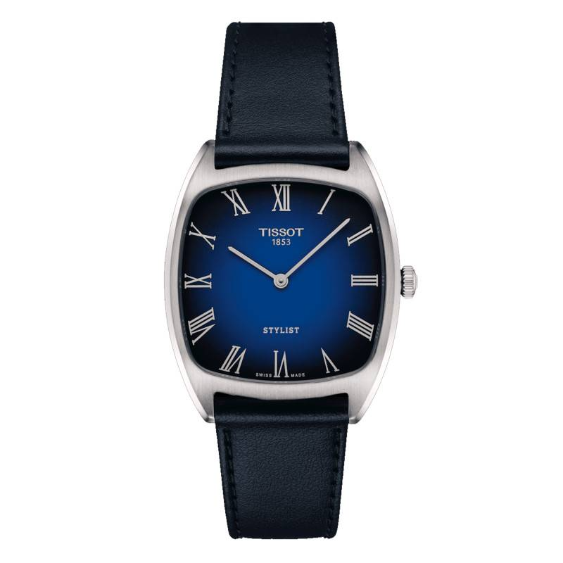Montre Mixte Tissot Stylist bleu bracelet cuir - Réf. T1599091604300