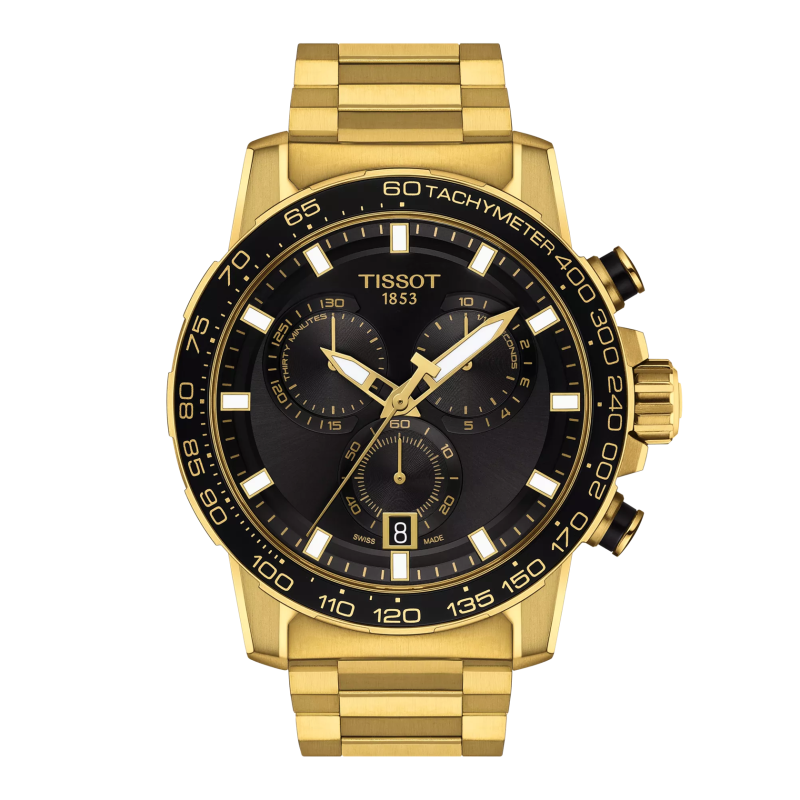 Montre Homme Tissot Super Sport noir bracelet acier PVD - Réf. T1256173305101