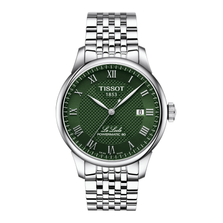 Montre Homme Tissot Le Locle vert bracelet acier - Réf. T0064071109300