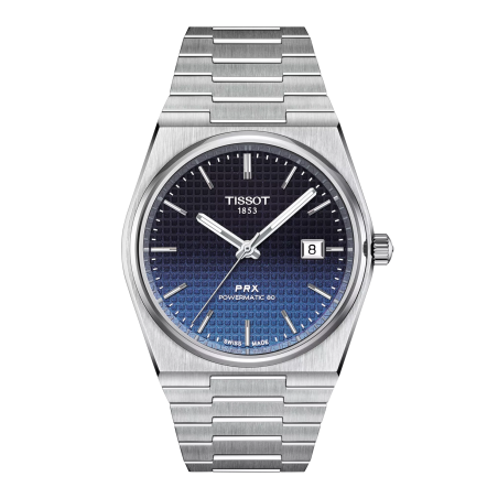 Montre Homme Tissot PRX automatique noir caméléon bleu bracelet acier - Réf. T1374071105101